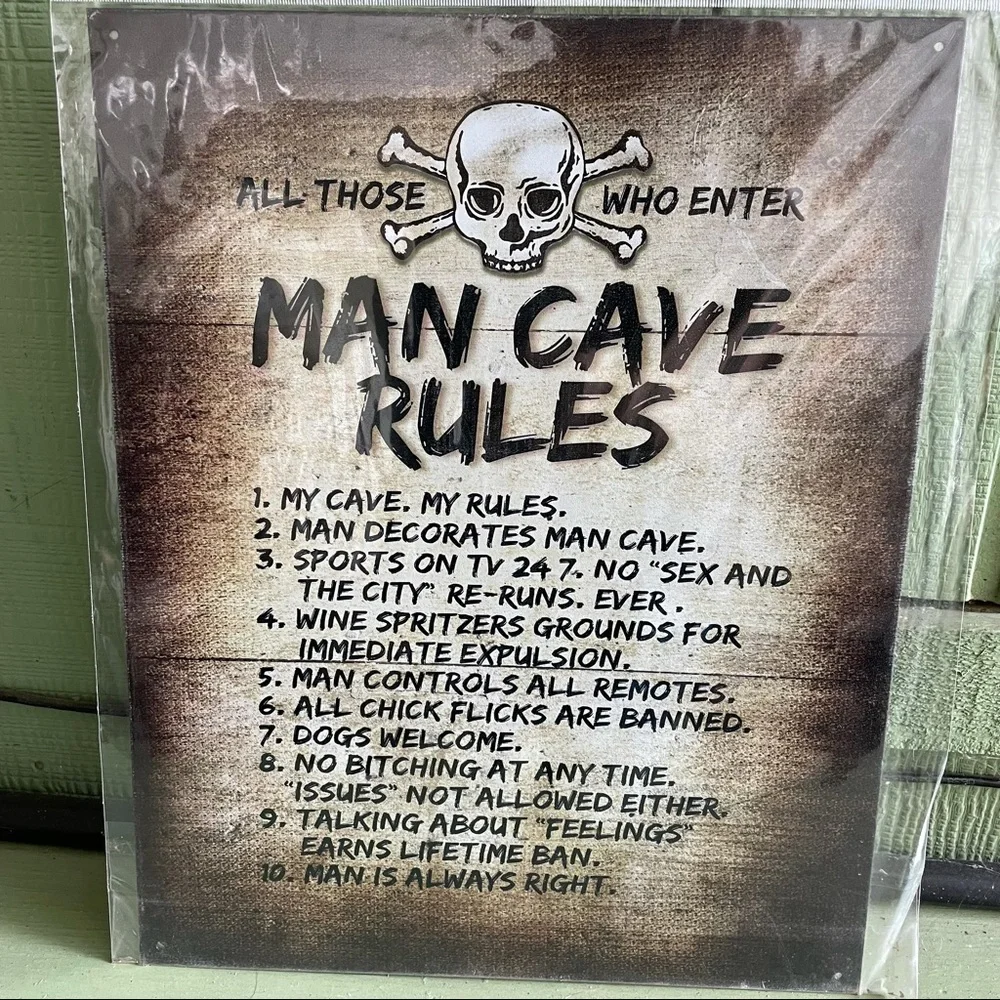 NEW Man Cave Rules Metal Sign